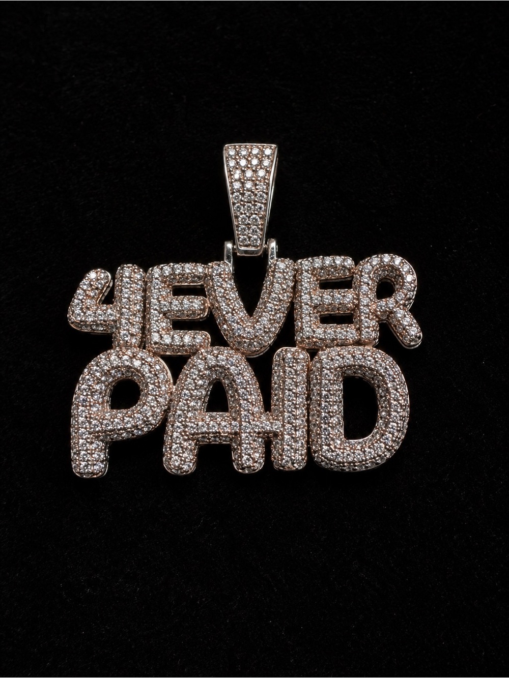 New Sterling Silver Natural Diamond “4EVER PAID” Pendant 1.5” x 1.5”